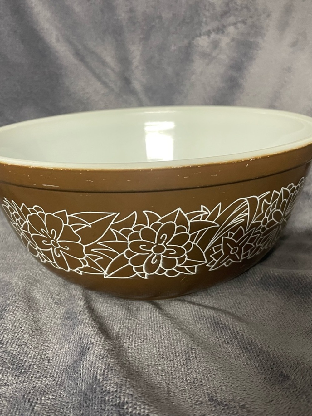 Vintage Brown Floral Mixing Bowl